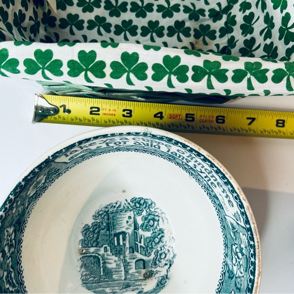 Vintage Irish Coffee set, porcelain transferware bowl, shamrock basket bundle - Picture 10 of 11